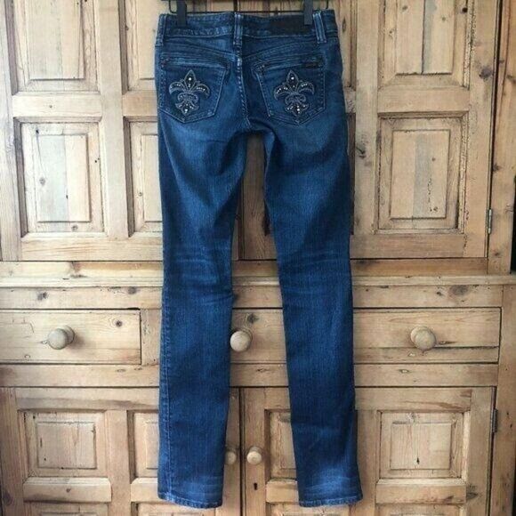 Women's 7 Seven for All Mankind Skinny Jeans‎ Denim Dark Wash Size 25 Bedazzled - Picture 1 of 11
